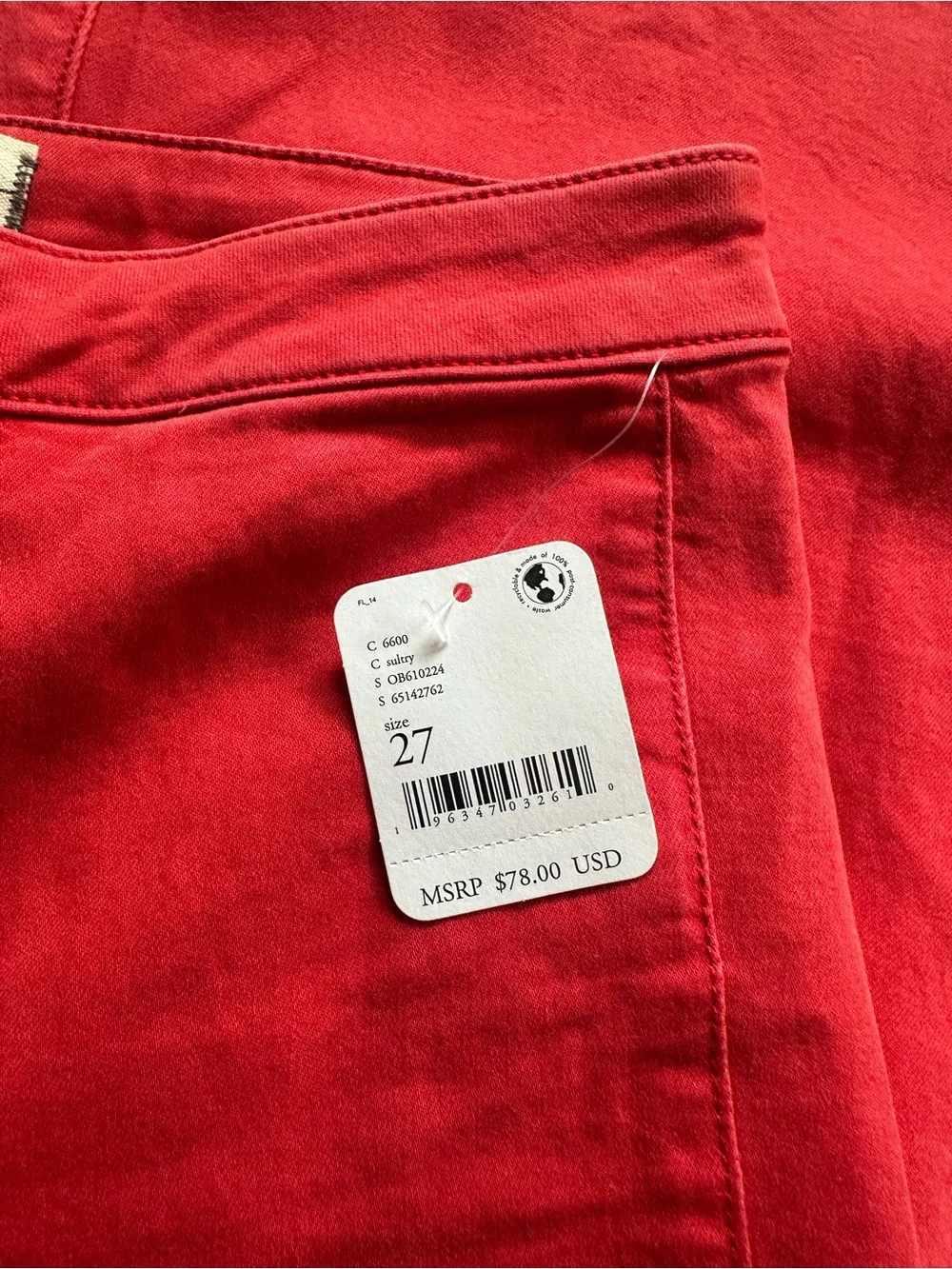 NWT Free People Red flare pants size 27